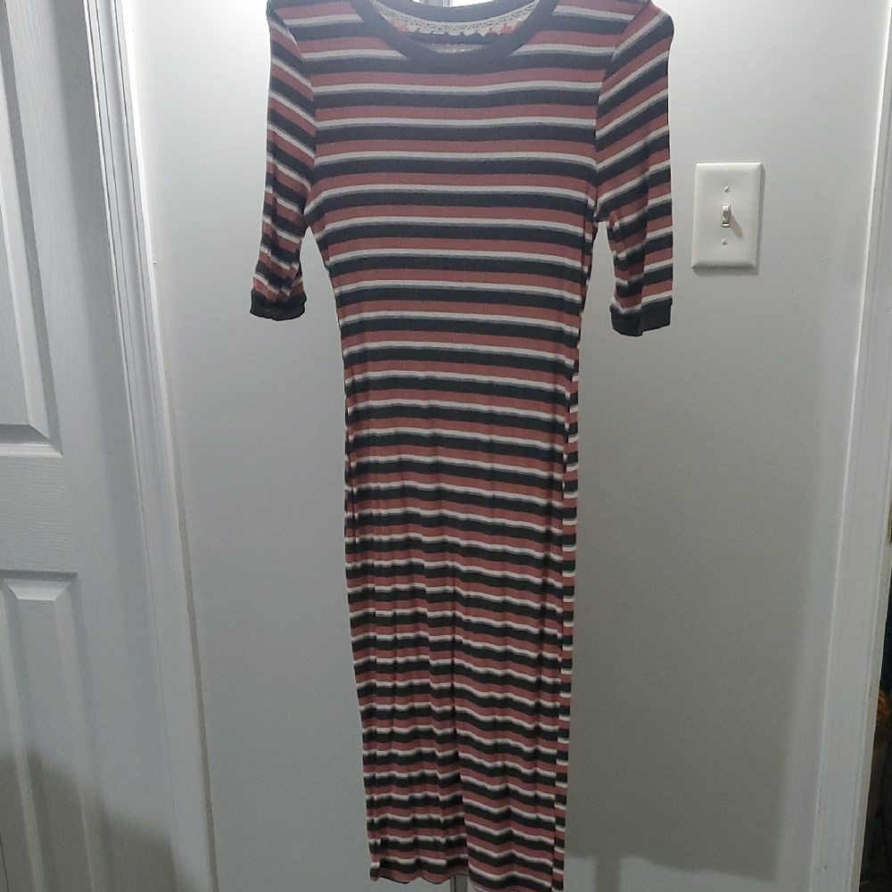 Haute Monde Multicolor Striped Midi Dress